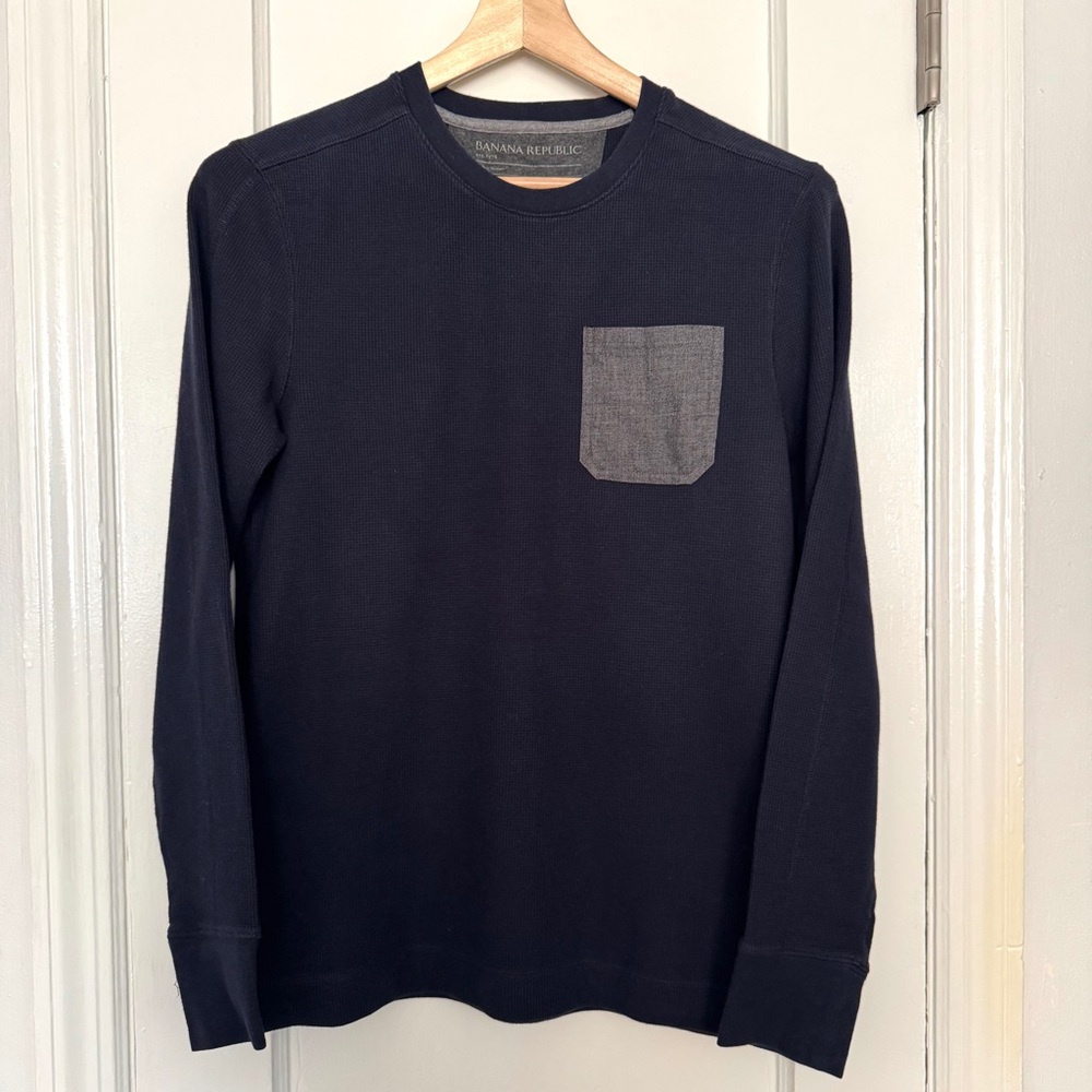 Banana Republic Men's Waffle Knit Pocket Henley | Size: S | Color: Navy